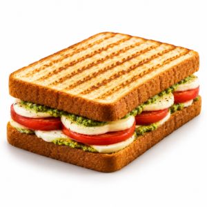 Cheesy Caprese Sandwich with mozzarella, tomato and pesto
