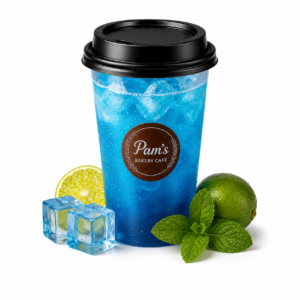Pam’s Bakery Giving Sparkling Blue Mojito with lime, mint and ice