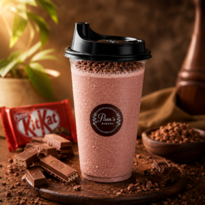KitKat chocolate shake with chocolate pieces at Pam's Bakery