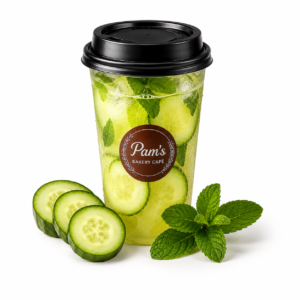 Green apple cucumber cooler with fresh cucumber, mint and ice